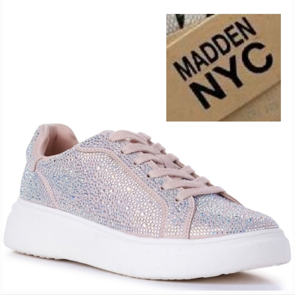 Madden NYC Rhinestone Sneakers Blush